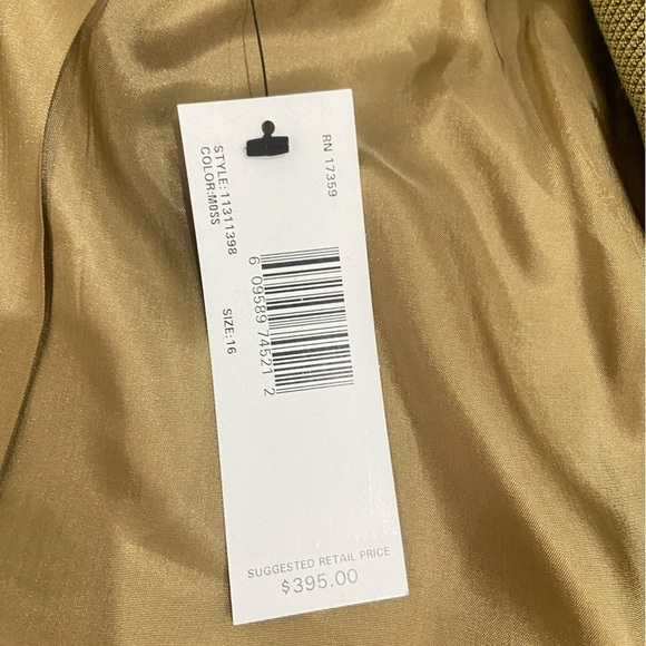 NWT Linda Allard ellen tracy 2 piece micro plaid pantsuit lined moss color sz 16 - Picture 12 of 14